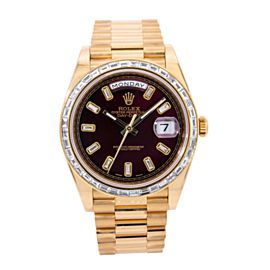 ROLEX DAY-DATE WATCH,YELLOW GOLD 228238 40MM, RED DIAMOND DIAL WITH 4.75 CT