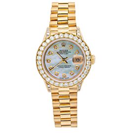 ROLEX DATEJUST LADY PRESIDENT WATCH YELLOW GOLD, WITH DIAMONDS, MOP DIAL 6908