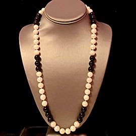 Estate Freshwater Pearl Onyx Necklace 25.25" 10.25 mm Certified $2,275 711264