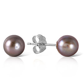 4 CTW 14K Solid White Gold Stud Earrings Natural Black Cultured Pearl