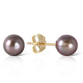 4 CTW 14K Solid Gold Stud Earrings Natural Black Cultured Pearl