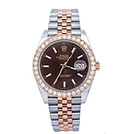 ROLEX DATEJUST 41M126331 BROWN DIAL WITH TWO TONE JUBILEE BRACELET DIAMOND BEZEL