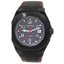 Waltham AeroNaval Black Stainless Steel Leather Auto Black Men's Watch