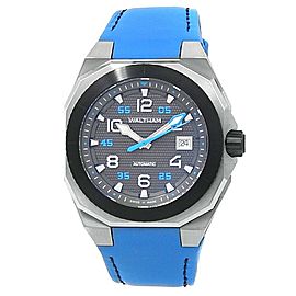 Waltham AeroNaval Stainless Steel Blue Leather Automatic Black Men's Watch AN-01