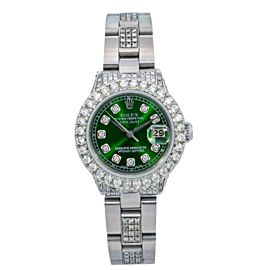 ROLEX LADY-DATEJUST 6917 26MM GREEN DIAMOND DIAL WITH DIAMOND OYSTER BAND 6.05CT