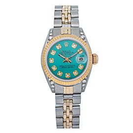 ROLEX LADY-DATEJUST 6917 26MM TEAL DIAMOND DIAL WITH TWO TONE JUBILEE BRACELET