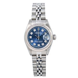 ROLEX LADY-DATEJUST 69174 26MM BLUE DIAMOND DIAL WITH STEEL JUBILEE BRACELET