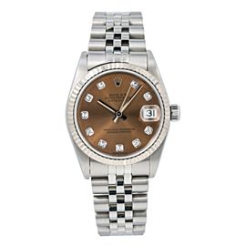 ROLEX DATEJUST WATCH 68274 31MM BROWN DIAMOND DIAL WITH STAINLESS STEEL JUBILEE