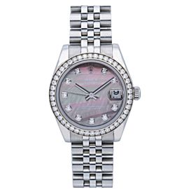 ROLEX DATEJUST 178384 WATCH 31MM MOP DIAMOND DIAL DIAMOND BEZEL JUBILEE BRACELET