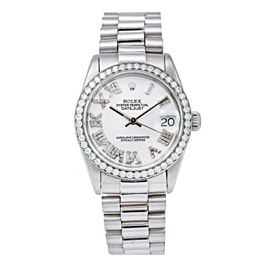 ROLEX DATEJUST PRESIDENT WHITE GOLD 68274 31MM WHITE DIAMOND DIAL PRESIDENT BAND