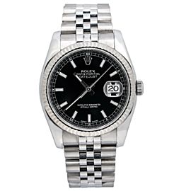 ROLEX DATEJUST WATCH 116234 36MM BLACK DIAL STAINLESS STEEL JUBILEEB RACELET