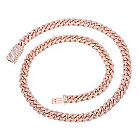 MEN'S CUBAN LINK CHAIN 14K ROSE GOLD 24"/10MM WITH 15.50 CT DIAMONDS 235.50 Gram