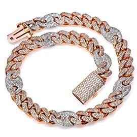 MEN'S DIAMOND CUBAN LINK CHAIN 10K ROSE AND WHITE GOLD 21" | 19MM 35 CT 390 GRAM