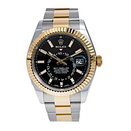 ROLEX SKY DWELLER WATCH 326933 STEEL AND YELLOW GOLD BLACK DIAL BOX AND CARD