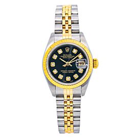 ROLEX LADY-DATEJUST 69173 26MM BLACK DIAMOND DIAL WITH TWO TONE JUBILEE BRACELET