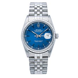 ROLEX DATEJUST WATCH 16620 36MM BLUE DIAL WITH STAINLESS STEEL JUBILEE BRACELET