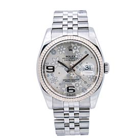 ROLEX DATEJUST 116234 SILVER FLORAL DIAL WITH STAINLESS STEEL JUBILEE BRACELET