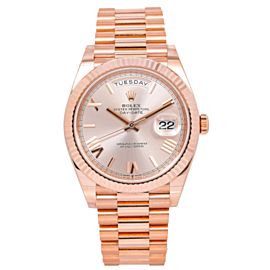 ROLEX DAY DATE 40 PRESIDENT WATCH 228235 ROSE GOLD SUNDUST DIAL ROMAN NUMERAL