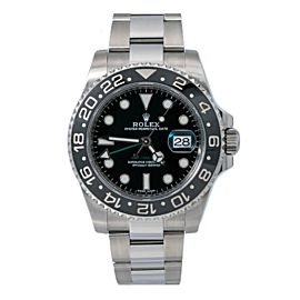 ROLEX GMT MASTER II STAINLESS STEEL WATCH BLACK DIAL - CERAMIC BEZEL- 116710 LN