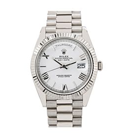 ROLEX DAY-DATE 40 WATCH 228239 40MM WHITE DIAL PRESIDENT WHITE GOLD BRACELET