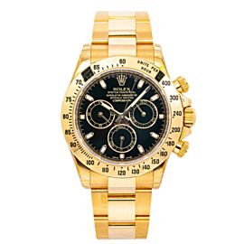 ROLEX DAYTONA WATCH 116528 40MM BLACK DIAL WITH YELLOW GOLD BRACELET