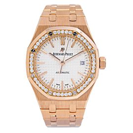 AUDEMARS PIGUET ROYAL OAK 37MM ROSE GOLD DIAMOND BEZEL - 15451OR.ZZ.1256OR.01