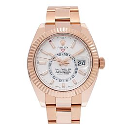 ROLEX SKYDWELLER WATCH 326935 WHITE DIAL ROSE GOLD BOX AND CARD