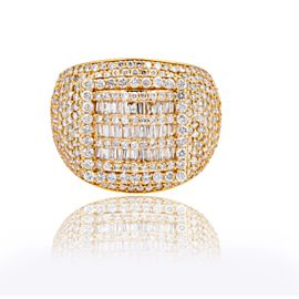 MENS ROUND AND BAGUETTE DIAMOND RING IN 14K YELLOW GOLD 3.29CT