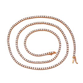 UNISEX 14K ROSE GOLD DIAMOND TENNIS CHAIN WITH 11CT DIAMONDS 22 INCHES LONG