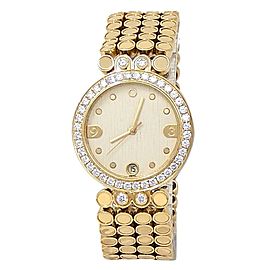 Harry Winston Premier 18k Yellow Gold Quartz Diamonds Champagne Ladies Watch