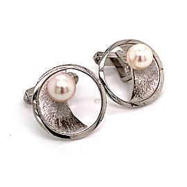 Mikimoto Estate Akoya Pearl Cufflinks Sterling Silver 7.2 mm M179