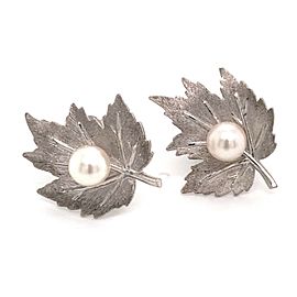 Mikimoto Estate Akoya Pearl Clip On Earrings Sterling Silver 6.15 mm M170