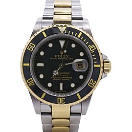 Men's Rolex Submariner Date, 40mm, 18k Yellow Gold, Steel, Black Dial, 16613