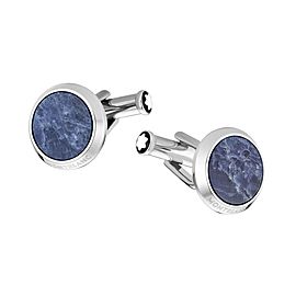 MONTBLANC SARTORIAL STEEL CUFFLINKS BLUE SODALITE NEW GERMANY 118610 BOX