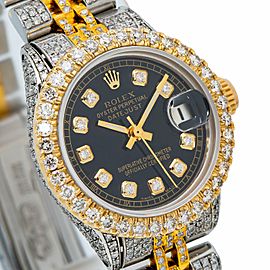 Rolex DateJust 6516 26MM Black Diamond Dial With 6.25 CT Diamonds