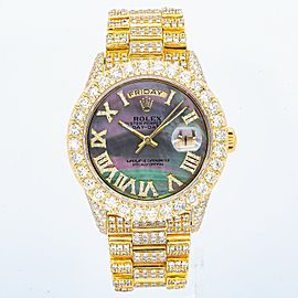 ROLEX DAY DATE 36MM PRESIDENT WATCH 36MM 1803 YELLOW GOLD ICED OUT MOP DIAL