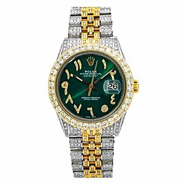 ROLEX DATEJUST 36MM WATCH 1601 STEEL AND YELLOW GOLD JUBILEE BAND ICED OUT