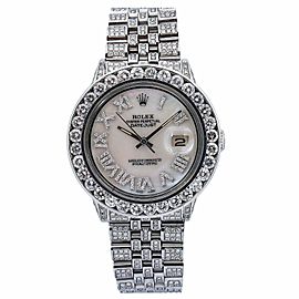 ROLEX DATEJUST 36MM WATCH 1600 STAINLESS STEEL JUBILEE BRACELET ICED OUT