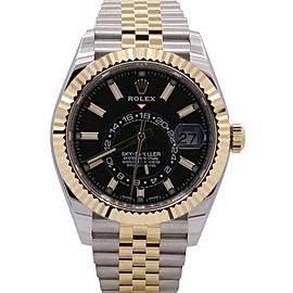 Men’s Rolex Sky-Dweller 42, 18k Yellow Gold, Stainless Steel, Black Dial, 326933