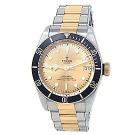 Tudor Heritage Black Bay 18k Yellow Gold Steel Champagne Mens Watch