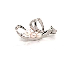 Mikimoto Estate Akoya Pearl Brooch Pin Sterling Silver 6mm 4.89 gr M186