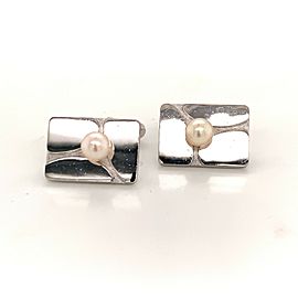 Mikimoto Estate Akoya Pearl Sterling Silver Cufflinks 6.08 mm 17 Grams M207