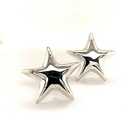 Tiffany & Co Estate Omega Back Star Earrings Sterling Silver 18.9 Grams TIF92