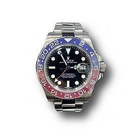 Rolex GMT Master II Pepsi Black Dial 18k White Gold Mens Watch