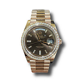 Rolex Day-Date 40 Presidential Chocolate dial, Diamond Bezel, President bracelet