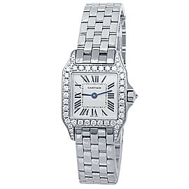 Cartier Santos Demoiselle 18k White Gold Diamonds Silver Watch WF9003Y8