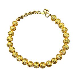 CHANEL - Vintage 1986 Ball Gold Tone Necklace - Adjustable Length