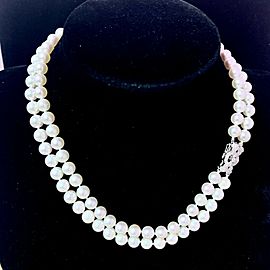 Akoya Pearl 2Strand Diamond Necklace 14k Gold 16" 7.5 mm Certified