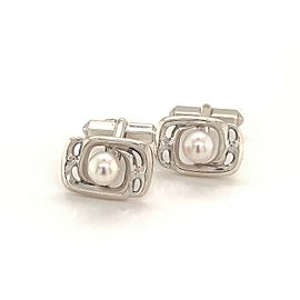 Mikimoto Estate Akoya Pearl Cufflinks Sterling Silver 7 mm 8.91 Grams M215