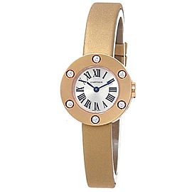 Cartier Love 18k Rose Gold Brown Satin Leather Quartz Silver Ladies Watch